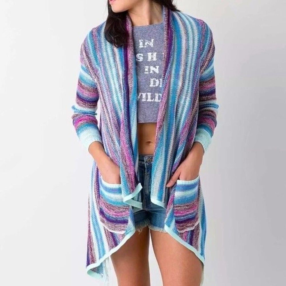 Billabong cardigan womens colorful Loosen Up Cardigan Sweater jacket small